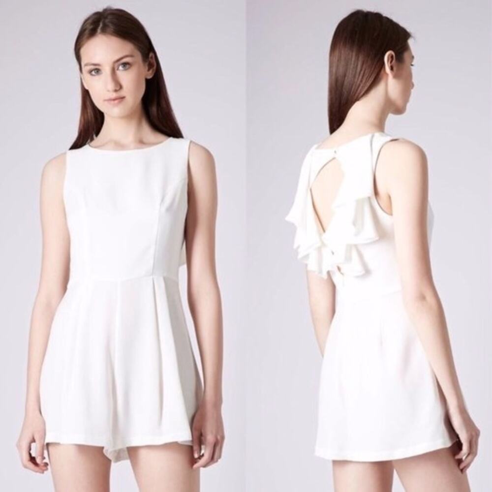 Women’s White Ruffle-Back Sleeveless Romper